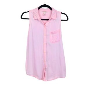 Mossimo pink button up tank with front pocket